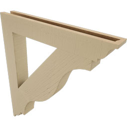 Ekena Millwork - BKTUR035X26X30FST01RCPR - Timberthane Faux Wood Funston Style Bracket, Traditional Ends, 3 1/2"W x 26"D x 30"H, Primed Tan