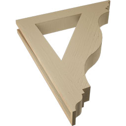 Ekena Millwork - BKTUR035X26X30FST01RCPR - Timberthane Faux Wood Funston Style Bracket, Traditional Ends, 3 1/2"W x 26"D x 30"H, Primed Tan