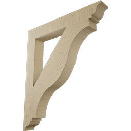 Ekena Millwork - BKTUR035X26X30FST01RCPR - Timberthane Faux Wood Funston Style Bracket, Traditional Ends, 3 1/2"W x 26"D x 30"H, Primed Tan