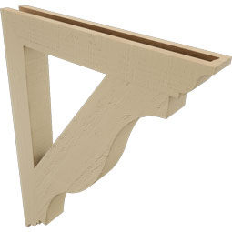 Ekena Millwork - BKTUR035X26X34FST01RCPR - Timberthane Faux Wood Funston Style Bracket, Traditional Ends, 3 1/2"W x 26"D x 34"H, Primed Tan