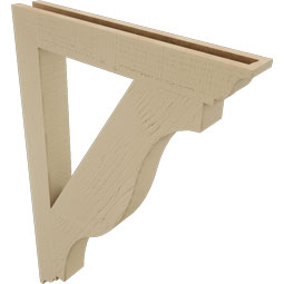 Ekena Millwork - BKTUR035X26X38FST01RCPR - Timberthane Faux Wood Funston Style Bracket, Traditional Ends, 3 1/2"W x 26"D x 38"H, Primed Tan