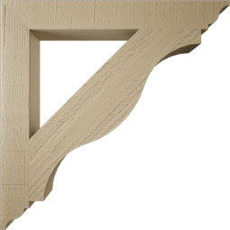 Ekena Millwork - BKTUR035X28X28FST01RCPR - Timberthane Faux Wood Funston Style Bracket, Traditional Ends, 3 1/2"W x 28"D x 28"H, Primed Tan