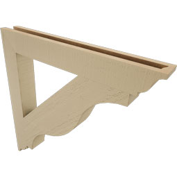 Ekena Millwork - BKTUR035X28X28FST01RCPR - Timberthane Faux Wood Funston Style Bracket, Traditional Ends, 3 1/2"W x 28"D x 28"H, Primed Tan