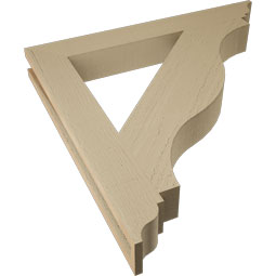 Ekena Millwork - BKTUR035X28X28FST01RCPR - Timberthane Faux Wood Funston Style Bracket, Traditional Ends, 3 1/2"W x 28"D x 28"H, Primed Tan