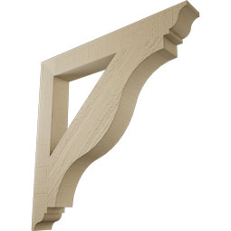 Ekena Millwork - BKTUR035X28X28FST01RCPR - Timberthane Faux Wood Funston Style Bracket, Traditional Ends, 3 1/2"W x 28"D x 28"H, Primed Tan