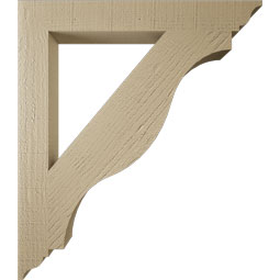 Ekena Millwork - BKTUR035X28X32FST01RCPR - Timberthane Faux Wood Funston Style Bracket, Traditional Ends, 3 1/2"W x 28"D x 32"H, Primed Tan