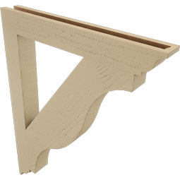 Ekena Millwork - BKTUR035X28X36FST01RCPR - Timberthane Faux Wood Funston Style Bracket, Traditional Ends, 3 1/2"W x 28"D x 36"H, Primed Tan