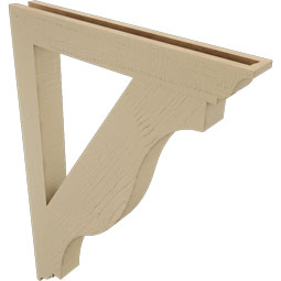 Ekena Millwork - BKTUR035X28X40FST01RCPR - Timberthane Faux Wood Funston Style Bracket, Traditional Ends, 3 1/2"W x 28"D x 40"H, Primed Tan
