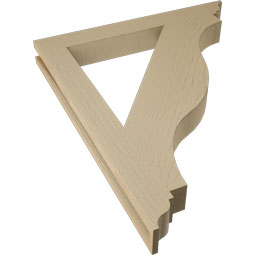 Ekena Millwork - BKTUR035X30X36FST01RCPR - Timberthane Faux Wood Funston Style Bracket, Traditional Ends, 3 1/2"W x 30"D x 36"H, Primed Tan