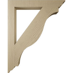 Ekena Millwork - BKTUR035X30X38FST01RCPR - Timberthane Faux Wood Funston Style Bracket, Traditional Ends, 3 1/2"W x 30"D x 38"H, Primed Tan