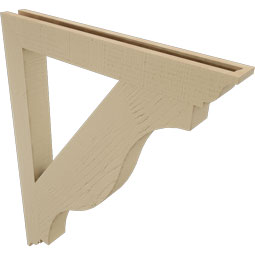 Ekena Millwork - BKTUR035X30X38FST01RCPR - Timberthane Faux Wood Funston Style Bracket, Traditional Ends, 3 1/2"W x 30"D x 38"H, Primed Tan