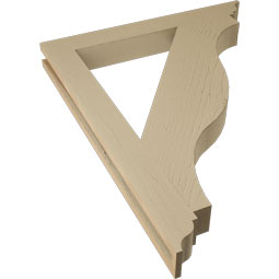 Ekena Millwork - BKTUR035X30X38FST01RCPR - Timberthane Faux Wood Funston Style Bracket, Traditional Ends, 3 1/2"W x 30"D x 38"H, Primed Tan