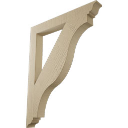 Ekena Millwork - BKTUR035X30X38FST01RCPR - Timberthane Faux Wood Funston Style Bracket, Traditional Ends, 3 1/2"W x 30"D x 38"H, Primed Tan
