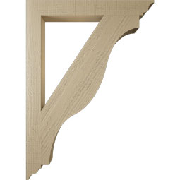Ekena Millwork - BKTUR035X30X42FST01RCPR - Timberthane Faux Wood Funston Style Bracket, Traditional Ends, 3 1/2"W x 30"D x 42"H, Primed Tan