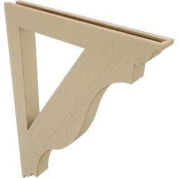 Ekena Millwork - BKTUR035X30X42FST01RCPR - Timberthane Faux Wood Funston Style Bracket, Traditional Ends, 3 1/2"W x 30"D x 42"H, Primed Tan