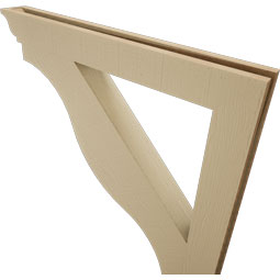 Ekena Millwork - BKTUR035X32X32FST01RCPR - Timberthane Faux Wood Funston Style Bracket, Traditional Ends, 3 1/2"W x 32"D x 32"H, Primed Tan