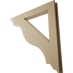 Ekena Millwork - BKTUR035X32X32FST01RCPR - Timberthane Faux Wood Funston Style Bracket, Traditional Ends, 3 1/2"W x 32"D x 32"H, Primed Tan