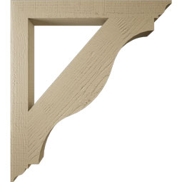 Ekena Millwork - BKTUR035X32X36FST01RCPR - Timberthane Faux Wood Funston Style Bracket, Traditional Ends, 3 1/2"W x 32"D x 36"H, Primed Tan