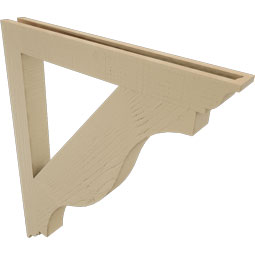 Ekena Millwork - BKTUR035X32X38FST01RCPR - Timberthane Faux Wood Funston Style Bracket, Traditional Ends, 3 1/2"W x 32"D x 38"H, Primed Tan