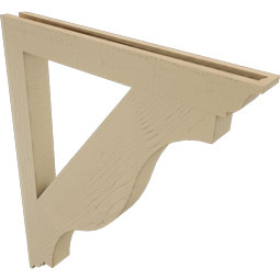 Ekena Millwork - BKTUR035X32X40FST01RCPR - Timberthane Faux Wood Funston Style Bracket, Traditional Ends, 3 1/2"W x 32"D x 40"H, Primed Tan