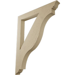 Ekena Millwork - BKTUR035X32X40FST01RCPR - Timberthane Faux Wood Funston Style Bracket, Traditional Ends, 3 1/2"W x 32"D x 40"H, Primed Tan