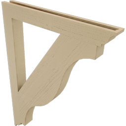 Ekena Millwork - BKTUR035X32X44FST01RCPR - Timberthane Faux Wood Funston Style Bracket, Traditional Ends, 3 1/2"W x 32"D x 44"H, Primed Tan