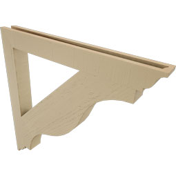 Ekena Millwork - BKTUR035X34X34FST01RCPR - Timberthane Faux Wood Funston Style Bracket, Traditional Ends, 3 1/2"W x 34"D x 34"H, Primed Tan