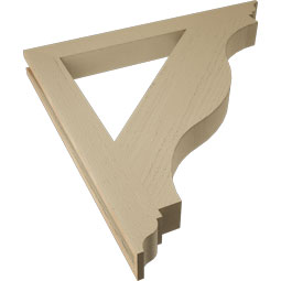 Ekena Millwork - BKTUR035X34X34FST01RCPR - Timberthane Faux Wood Funston Style Bracket, Traditional Ends, 3 1/2"W x 34"D x 34"H, Primed Tan