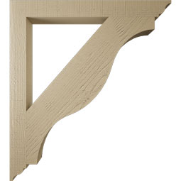 Ekena Millwork - BKTUR035X34X38FST01RCPR - Timberthane Faux Wood Funston Style Bracket, Traditional Ends, 3 1/2"W x 34"D x 38"H, Primed Tan