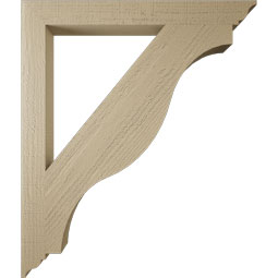 Ekena Millwork - BKTUR035X34X40FST01RCPR - Timberthane Faux Wood Funston Style Bracket, Traditional Ends, 3 1/2"W x 34"D x 40"H, Primed Tan