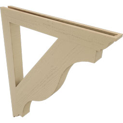 Ekena Millwork - BKTUR035X34X42FST01RCPR - Timberthane Faux Wood Funston Style Bracket, Traditional Ends, 3 1/2"W x 34"D x 42"H, Primed Tan