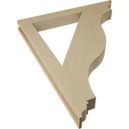 Ekena Millwork - BKTUR035X34X42FST01RCPR - Timberthane Faux Wood Funston Style Bracket, Traditional Ends, 3 1/2"W x 34"D x 42"H, Primed Tan