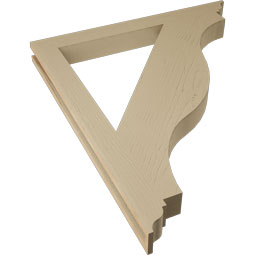 Ekena Millwork - BKTUR035X36X42FST01RCPR - Timberthane Faux Wood Funston Style Bracket, Traditional Ends, 3 1/2"W x 36"D x 42"H, Primed Tan