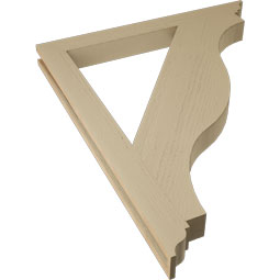 Ekena Millwork - BKTUR035X36X44FST01RCPR - Timberthane Faux Wood Funston Style Bracket, Traditional Ends, 3 1/2"W x 36"D x 44"H, Primed Tan