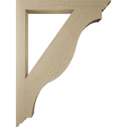 Ekena Millwork - BKTUR035X36X48FST01RCPR - Timberthane Faux Wood Funston Style Bracket, Traditional Ends, 3 1/2"W x 36"D x 48"H, Primed Tan