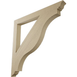 Ekena Millwork - BKTUR035X38X38FST01RCPR - Timberthane Faux Wood Funston Style Bracket, Traditional Ends, 3 1/2"W x 38"D x 38"H, Primed Tan