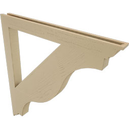 Ekena Millwork - BKTUR035X40X44FST01RCPR - Timberthane Faux Wood Funston Style Bracket, Traditional Ends, 3 1/2"W x 40"D x 44"H, Primed Tan