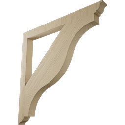 Ekena Millwork - BKTUR035X42X42FST01RCPR - Timberthane Faux Wood Funston Style Bracket, Traditional Ends, 3 1/2"W x 42"D x 42"H, Primed Tan