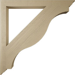 Ekena Millwork - BKTUR035X44X44FST01RCPR - Timberthane Faux Wood Funston Style Bracket, Traditional Ends, 3 1/2"W x 44"D x 44"H, Primed Tan