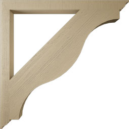 Ekena Millwork - BKTUR035X48X48FST01RCPR - Timberthane Faux Wood Funston Style Bracket, Traditional Ends, 3 1/2"W x 48"D x 48"H, Primed Tan