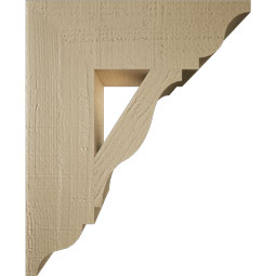 Ekena Millwork - BKTUR055X18X22FST01RCPR - Timberthane Faux Wood Funston Style Bracket, Traditional Ends, 5 1/2"W x 18"D x 22"H, Primed Tan