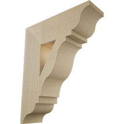 Ekena Millwork - BKTUR055X18X22FST01RCPR - Timberthane Faux Wood Funston Style Bracket, Traditional Ends, 5 1/2"W x 18"D x 22"H, Primed Tan