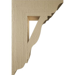 Ekena Millwork - BKTUR055X18X26FST01RCPR - Timberthane Faux Wood Funston Style Bracket, Traditional Ends, 5 1/2"W x 18"D x 26"H, Primed Tan