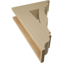 Ekena Millwork - BKTUR055X18X26FST01RCPR - Timberthane Faux Wood Funston Style Bracket, Traditional Ends, 5 1/2"W x 18"D x 26"H, Primed Tan