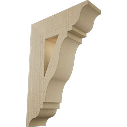 Ekena Millwork - BKTUR055X18X26FST01RCPR - Timberthane Faux Wood Funston Style Bracket, Traditional Ends, 5 1/2"W x 18"D x 26"H, Primed Tan
