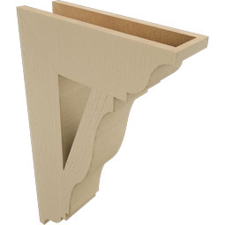 Ekena Millwork - BKTUR055X18X30FST01RCPR - Timberthane Faux Wood Funston Style Bracket, Traditional Ends, 5 1/2"W x 18"D x 30"H, Primed Tan