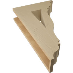 Ekena Millwork - BKTUR055X18X30FST01RCPR - Timberthane Faux Wood Funston Style Bracket, Traditional Ends, 5 1/2"W x 18"D x 30"H, Primed Tan