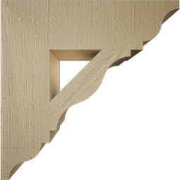 Ekena Millwork - BKTUR055X20X20FST01RCPR - Timberthane Faux Wood Funston Style Bracket, Traditional Ends, 5 1/2"W x 20"D x 20"H, Primed Tan