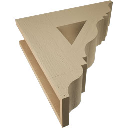 Ekena Millwork - BKTUR055X20X20FST01RCPR - Timberthane Faux Wood Funston Style Bracket, Traditional Ends, 5 1/2"W x 20"D x 20"H, Primed Tan