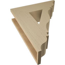 Ekena Millwork - BKTUR055X20X24FST01RCPR - Timberthane Faux Wood Funston Style Bracket, Traditional Ends, 5 1/2"W x 20"D x 24"H, Primed Tan